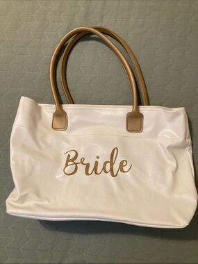 Bride Tote Bag in White and Gold